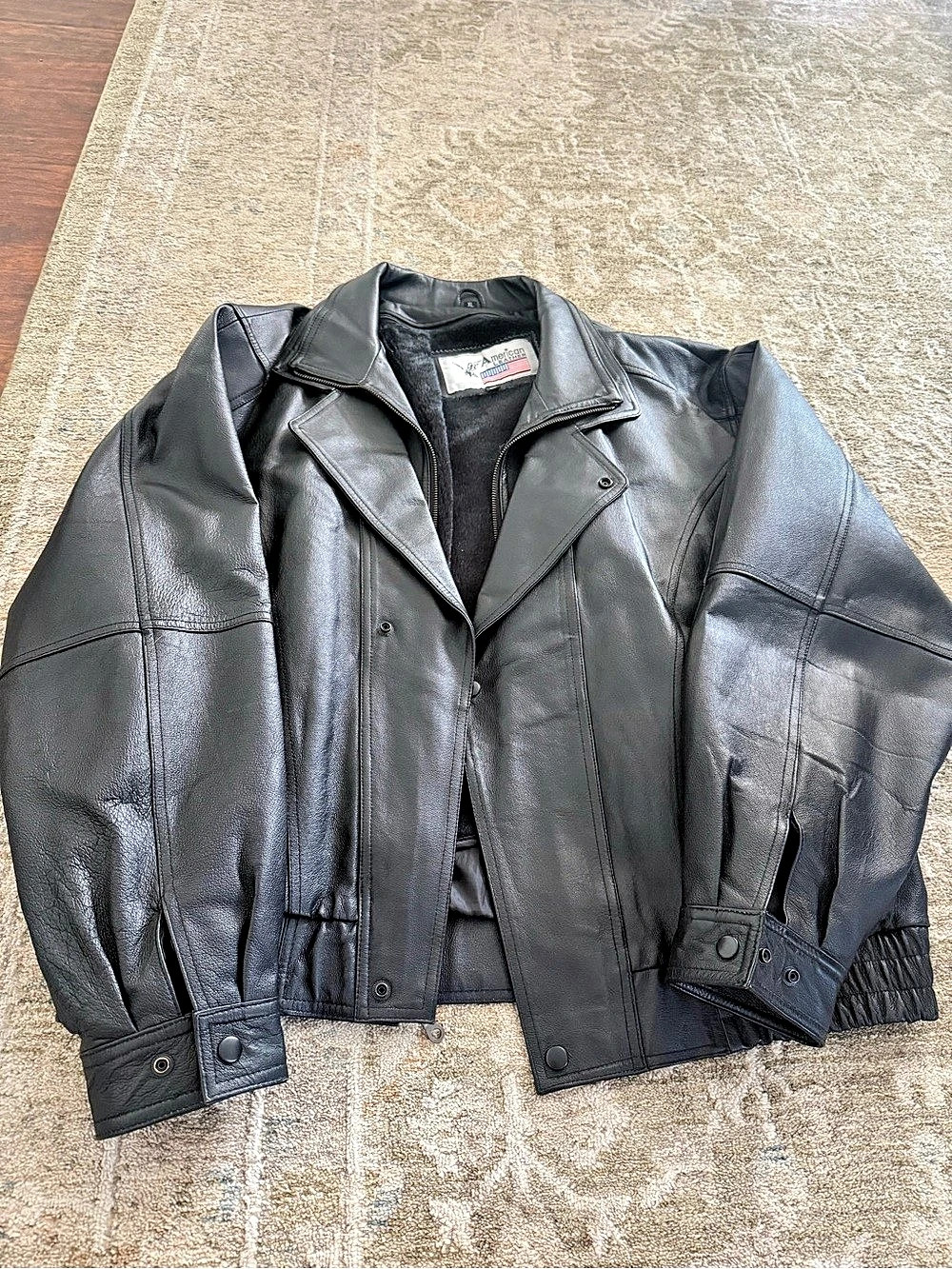 American Leather Men's Leather Bomber Jacket Black XL